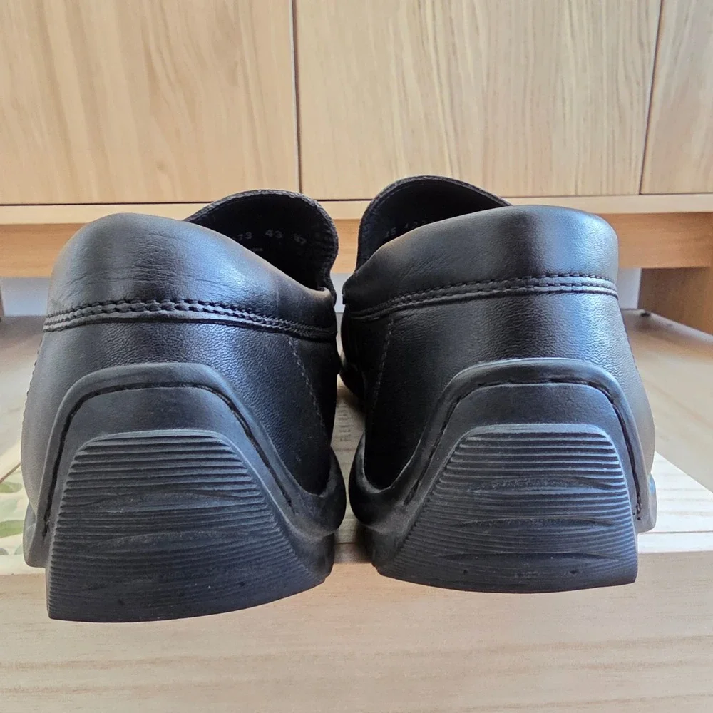 Ecco Helsinki Slip On Loafers Black Leather Extra Width Men's Size EU43 US 9-9.5